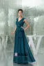 2015 Charming A-line V-neck Ruffle Shoulders Pleated Sash Long Bridesmaid Dress Wedding Guest Dresses