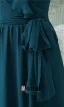2015 Charming A-line V-neck Ruffle Shoulders Pleated Sash Long Bridesmaid Dress Wedding Guest Dresses