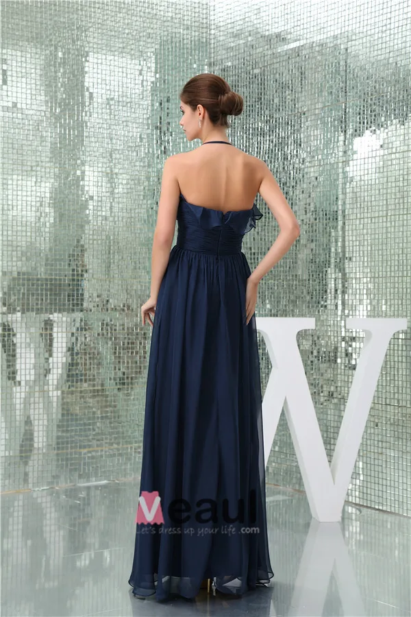 2015 Charming Empire Halter Ruffle Long Evening Dress