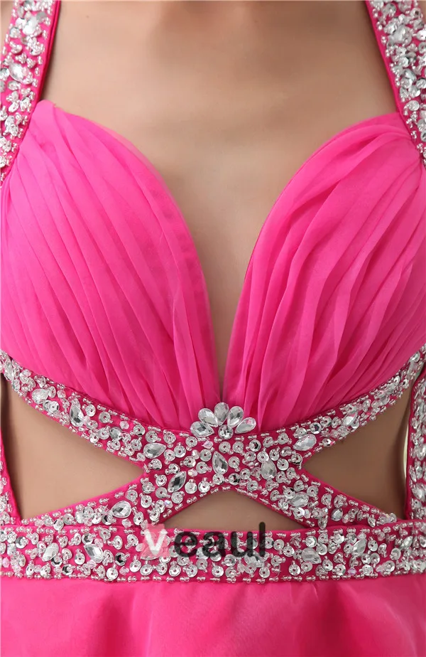 Sexy Baljurk Halter Pailletten Doorboord Backless Cocktailjurk