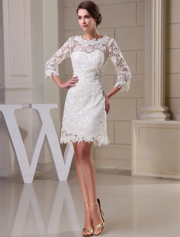 Casual Chiffon A Line Ankle-length 3/4 Length Sleeve Queen Anne Wedding  Dress - UCenter Dress