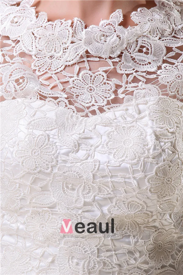 Charming A-line 3/4 Sleeves Pierced Lace Short Wedding Dress Bridal Gown Charming A-line 3/4 Sleeves Pierced Lace Short Wedding Dress Bridal Gown