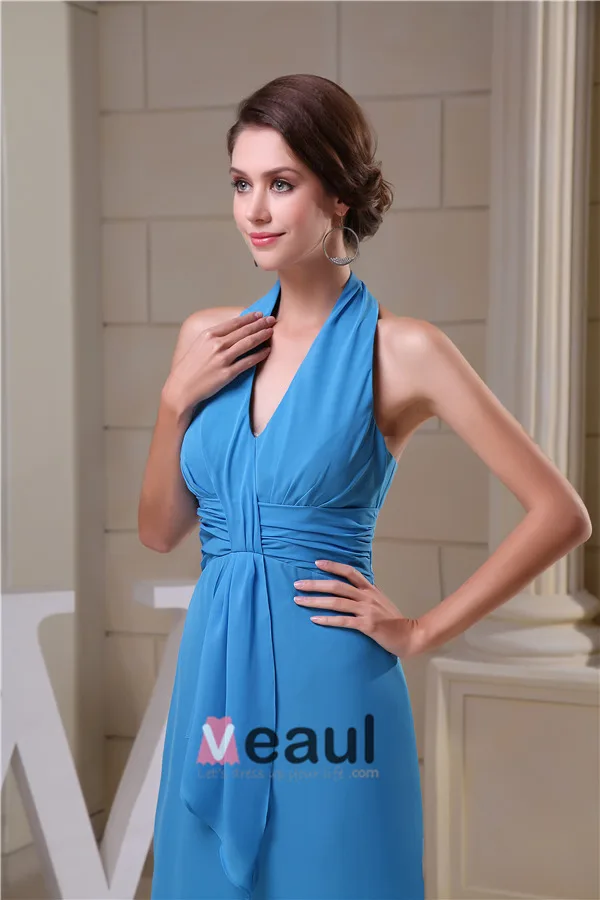 Simples Empire V-cou Licol Écharpe Longue Robe Demoiselle D'honneur Pour Mariage