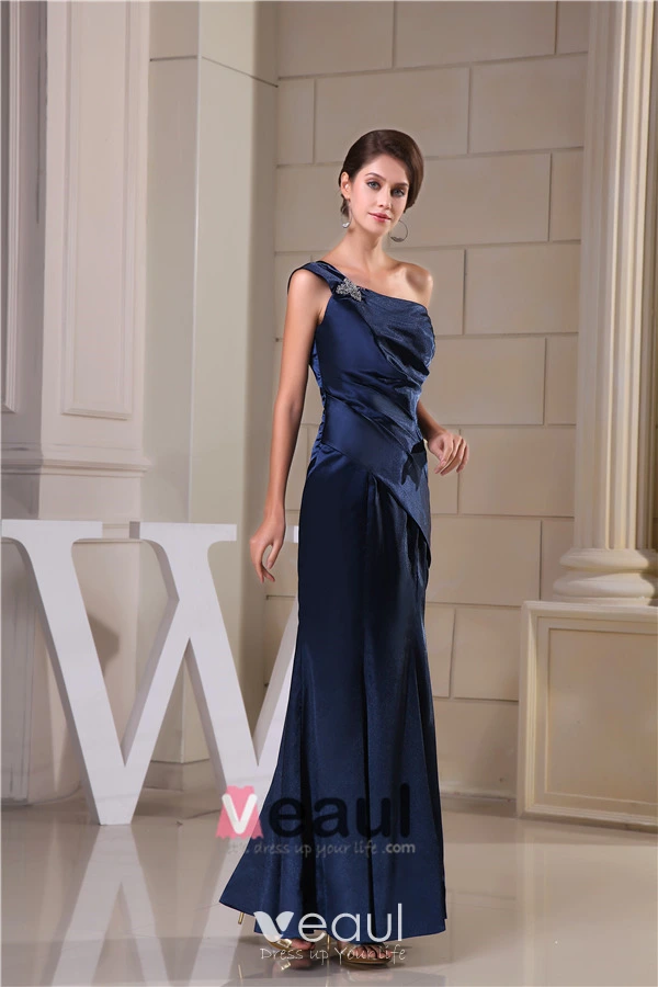 2015 Classic Simple A line One Shoulder Ruffle Long Evening Dress