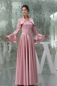 Elegant Reich Trägerloser Bördelnder Satin Lange Mutter Der Braut Kleider Mit Schal