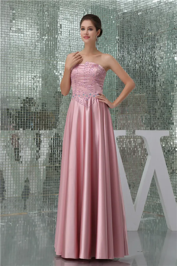 Elegant Empire Strapless Beading Satin Long Mother Of The Bride Dresses With Shawl
