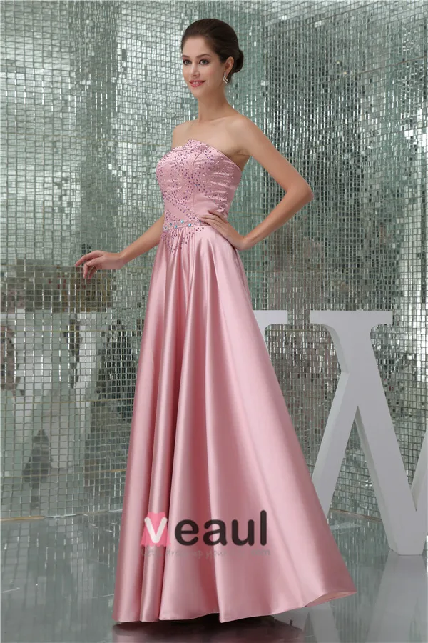 Elegant Empire Strapless Beading Satin Long Mother Of The Bride Dresses With Shawl