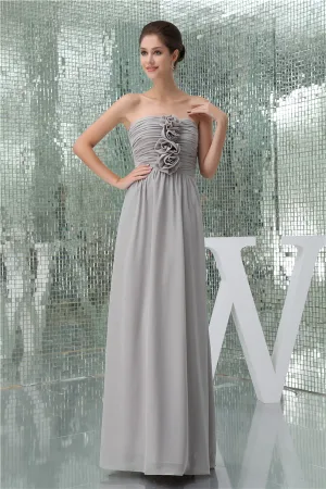 2015 Elegant Empire Strapless Pleated Handmade Flower Long Bridesmaids Dresses