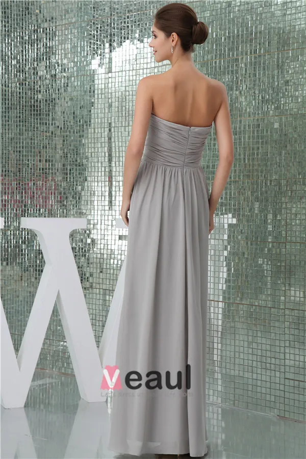 2015 Elegant Empire Strapless Pleated Handmade Flower Long Bridesmaids Dresses