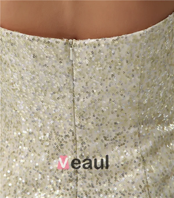 2015 Charming A-line Strapless Sequined Pleated Prom Dress