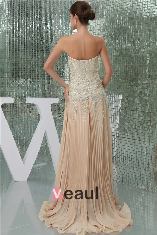 2015 Charming A-line Strapless Sequined Pleated Prom Dress
