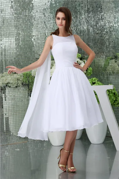 Simple A-line Shoulders Short Wedding Dress Bridal Gown