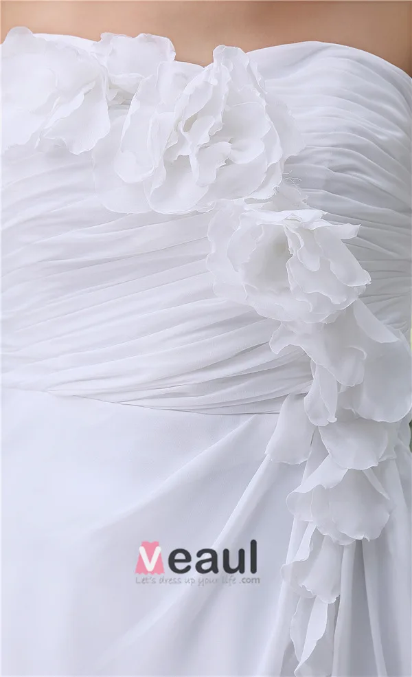 2015 Charming A-line Sweetheart Pleated Handmade Flowers Short Bridal Gown Simple Wedding Dress
