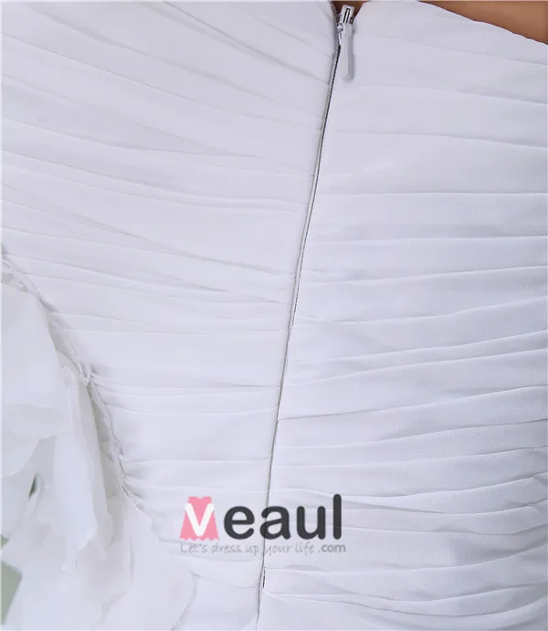 2015 Charming A-line Sweetheart Pleated Handmade Flowers Short Bridal Gown Simple Wedding Dress