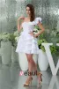 Charming One Shoulder Sweetheart Pleated Cascading Ruffles Bridal Gown Short Wedding Dress