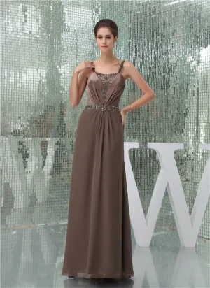 2015 Elegant Empire Straps Beading Sash Long Evening Dress