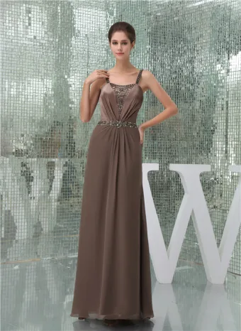 2015 Elegant Empire Straps Beading Sash Long Evening Dress