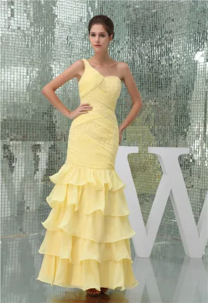 Tiltalende Havfrue En Skulder Pleated Gripende Ruffles Sequined Ballkjoler