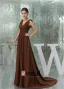 Vintage Empire V-neck Shoulders Pleated Ruffle Straps Evening Dress