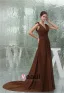 Vintage Empire V-neck Shoulders Pleated Ruffle Straps Evening Dress