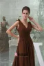 Vintage Empire V-neck Shoulders Pleated Ruffle Straps Evening Dress