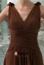 Vintage Empire V-neck Shoulders Pleated Ruffle Straps Evening Dress