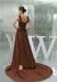 Vintage Empire V-neck Shoulders Pleated Ruffle Straps Evening Dress