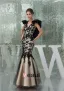 2015 Unique Sheath V-neck Ruffle Shoulders Mermaid Appliques Lace Evening Dress