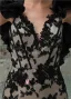 2015 Unique Sheath V-neck Ruffle Shoulders Mermaid Appliques Lace Evening Dress