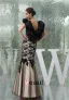 2015 Unique Sheath V-neck Ruffle Shoulders Mermaid Appliques Lace Evening Dress