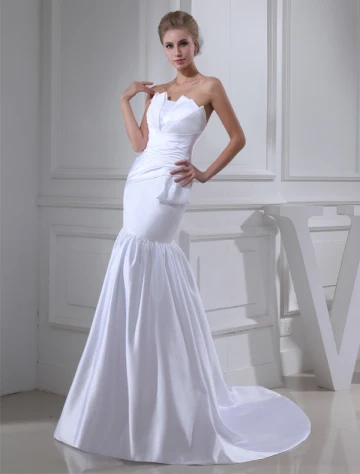 Gaine Bretelles Longueur De Plancher Plissé Robe De Mariage Simple Robe De Mariée
