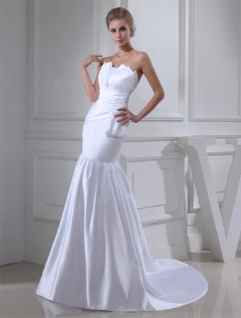 La Longitud Del Piso Plisada Vestido De Novia Sencillo Vestido De Novia Sin Tirantes De La Vaina De 2015