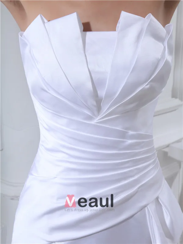 Gaine Bretelles Longueur De Plancher Plissé Robe De Mariage Simple Robe De Mariée