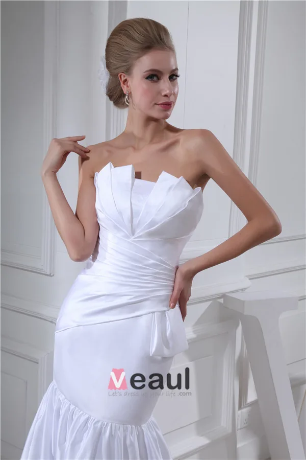 Gaine Bretelles Longueur De Plancher Plissé Robe De Mariage Simple Robe De Mariée