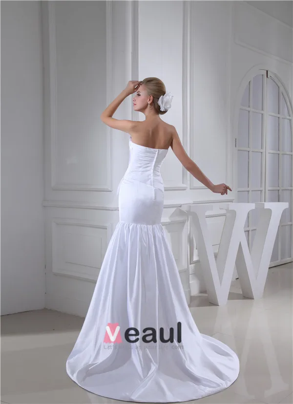 Gaine Bretelles Longueur De Plancher Plissé Robe De Mariage Simple Robe De Mariée