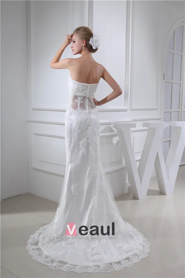 2015 Charming Sweetheart Strapless Lace Wedding Dress Long Bridal Gown