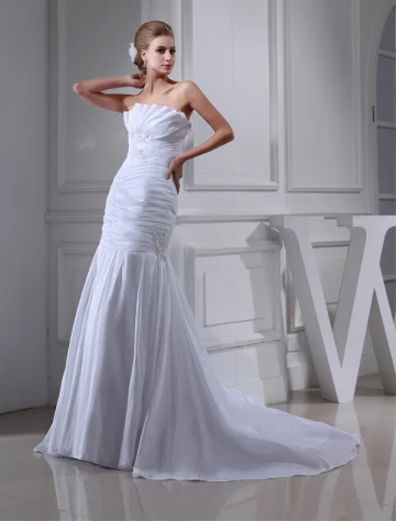 Classique Bustier A Ligne Robe De Mariage De Perles Plissée