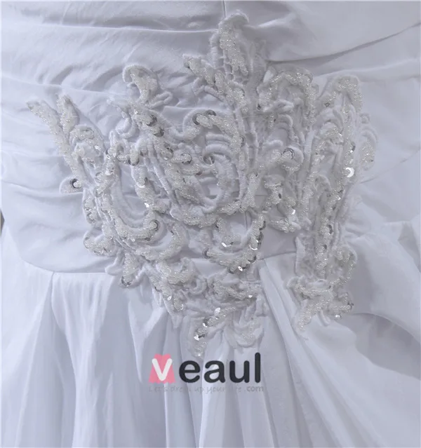 2015 Classic A-line Strapless Pleated Beading Wedding Dress