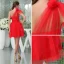 2015 Red Tulle One-shoulder Ruffles Short Cocktail Dress