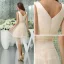 Charming A-line Shoulders V Neck Sash Tulle Cocktail Dress