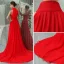 2015 Gorgeous A-line High Neck Sleeveless Chapel Train Red Evening Dress