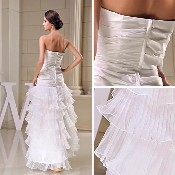 Sweetheart Mignon Volants En Cascade Robe De Mariage Asymétriques De Robe De Mariée