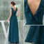 2015 Charming A-line V-neck Ruffle Shoulders Pleated Sash Long Bridesmaid Dress Wedding Guest Dresses