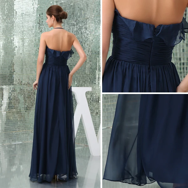 2015 Charming Empire Halter Ruffle Long Evening Dress