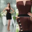 Simple V-neck Strapless Mini Party Dress