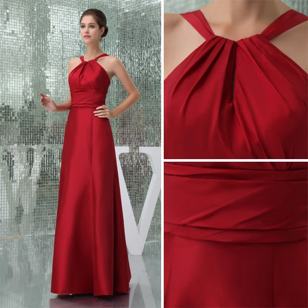Bretelles Spaghetti Empire Licol Simples Robe De Demoiselles D'honneur Rouge