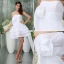 Simples Volants Bretelles Fleur À La Main Cascade Une Ligne Robe De Mariée Courte Robe De Mariage