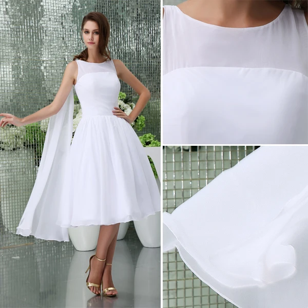Simple A-line Shoulders Short Wedding Dress Bridal Gown