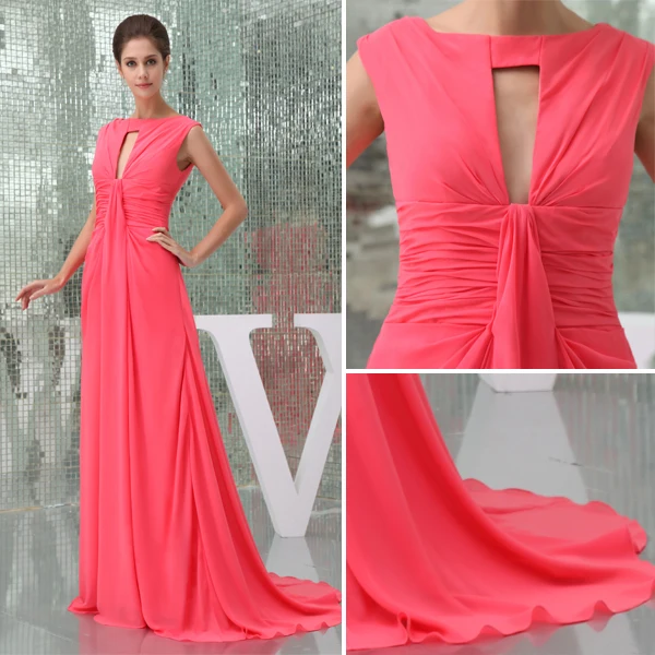 Unik A-linje Scoop Nakke Skuldre Chiffon Selskapskjoler