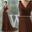 Vintage Empire V-neck Shoulders Pleated Ruffle Straps Evening Dress